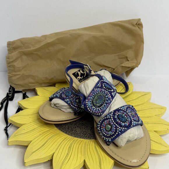 Shoes - 29 Porter Rd Beaded Sandals Blue Embellished Boho Resort Size 7 NWT